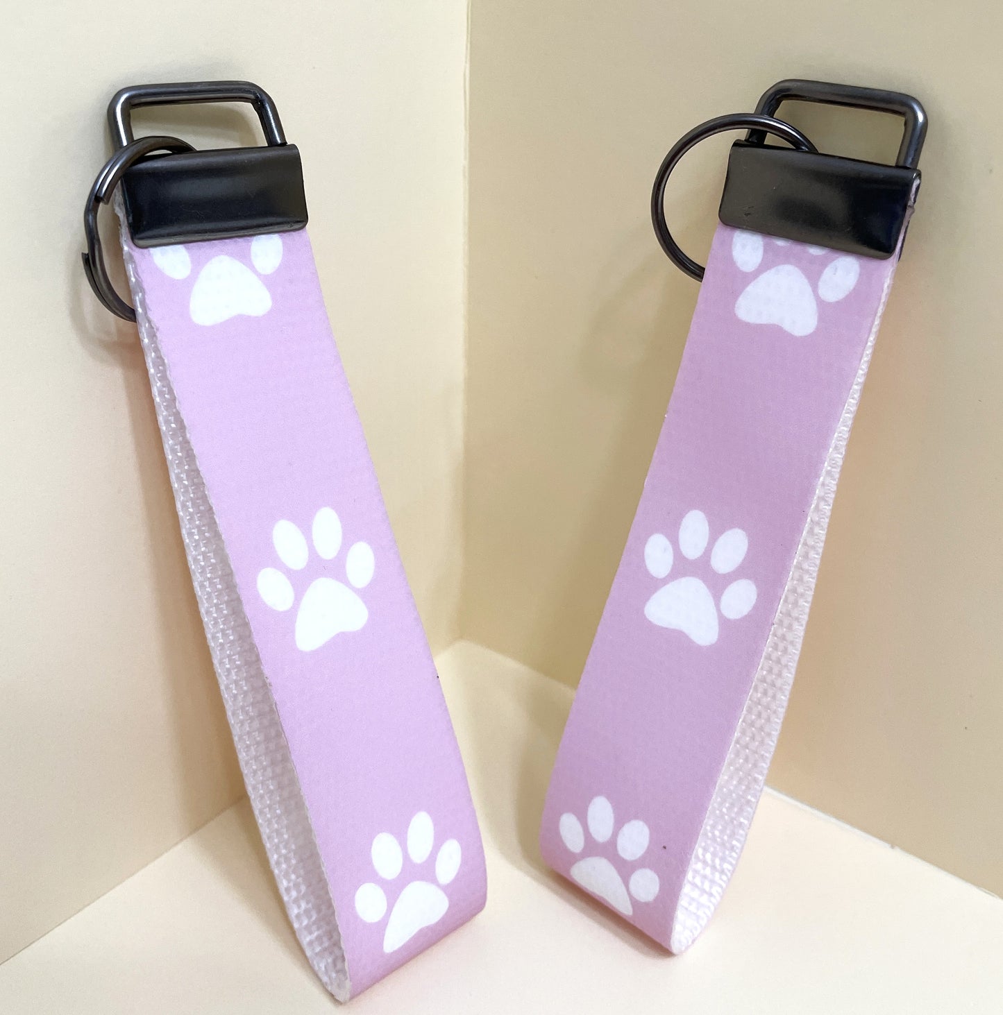 6" Wristlet Keyfob Keychain - Pink Puppy Dog Paw