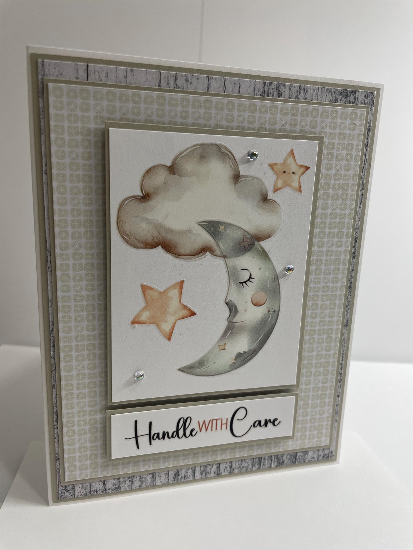 Handmade Greeting Card (Gender Neutral)- Cloud Moon Stars