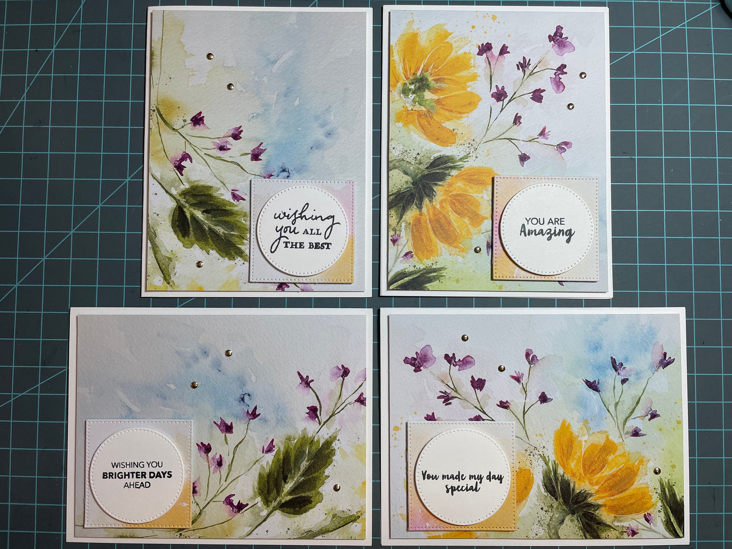 Handmade Greeting Cards - Set of Six Cards - Floral