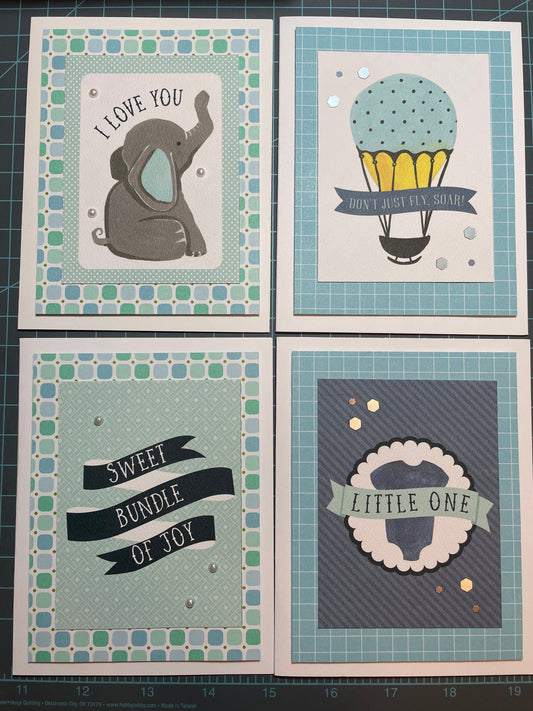Handmade Greeting Card - Four Card Set - Baby Boy