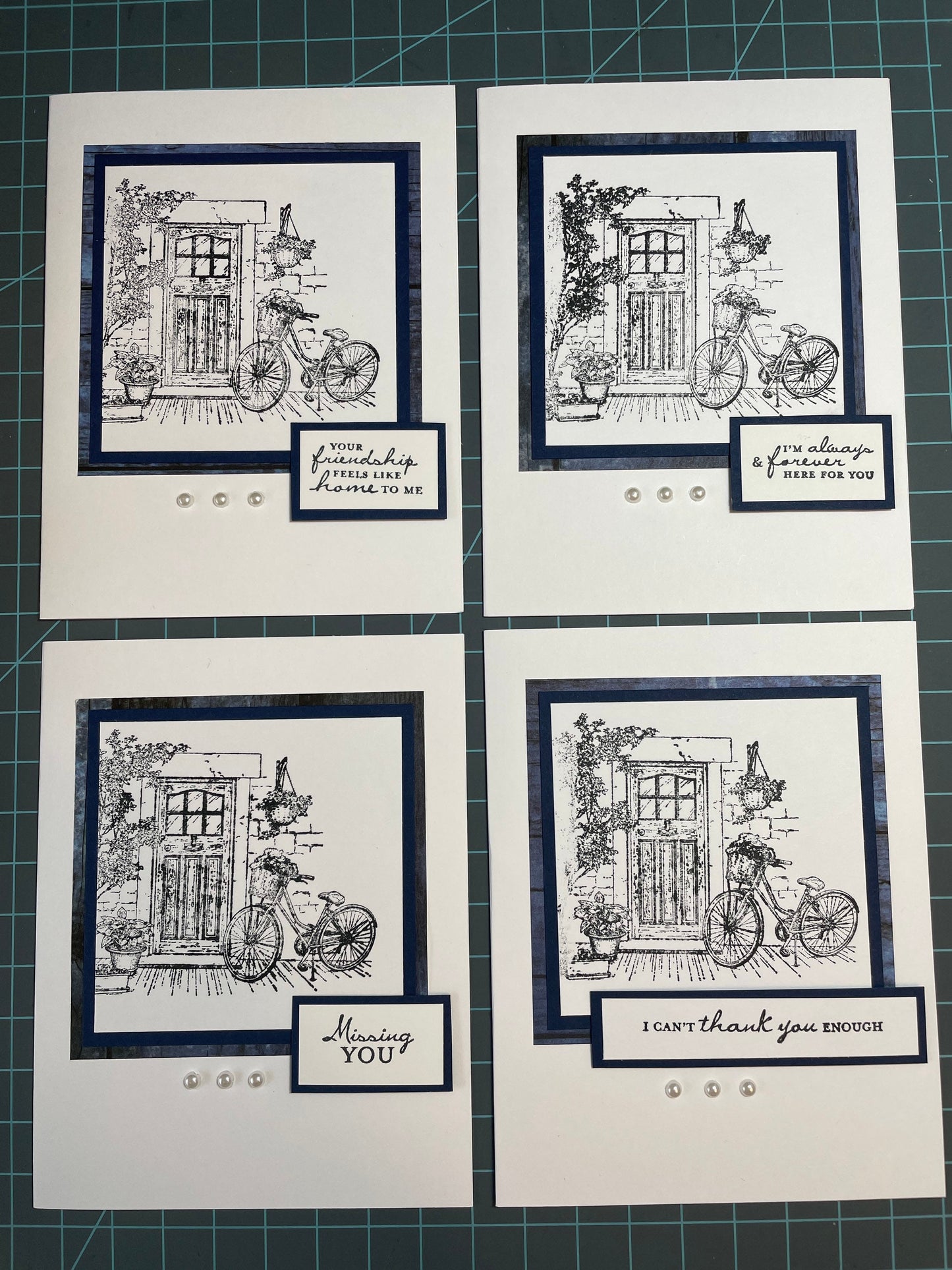Handmade Greeting Cards-Set of Four- Home Theme