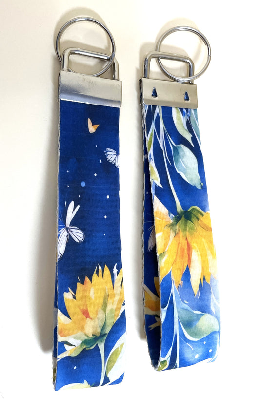 6" Wristlet Keyfob Keychain- Sunflower Blue