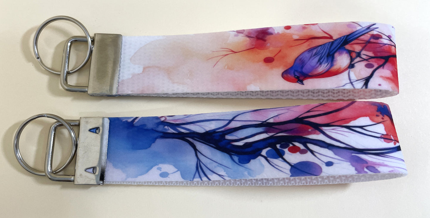 6" Wristlet Keyfob Keychain- Bird in Tree