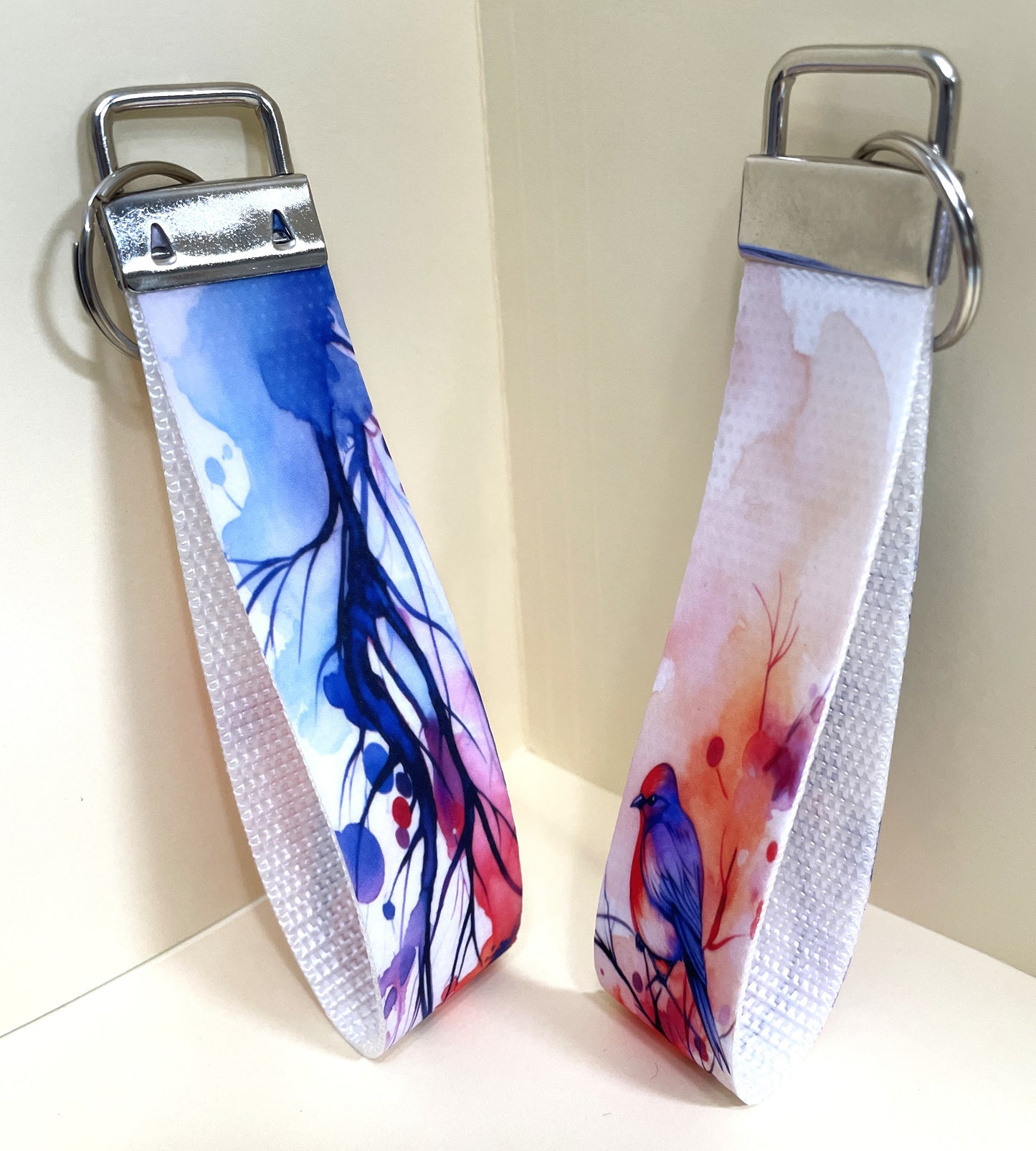 6" Wristlet Keyfob Keychain- Bird in Tree