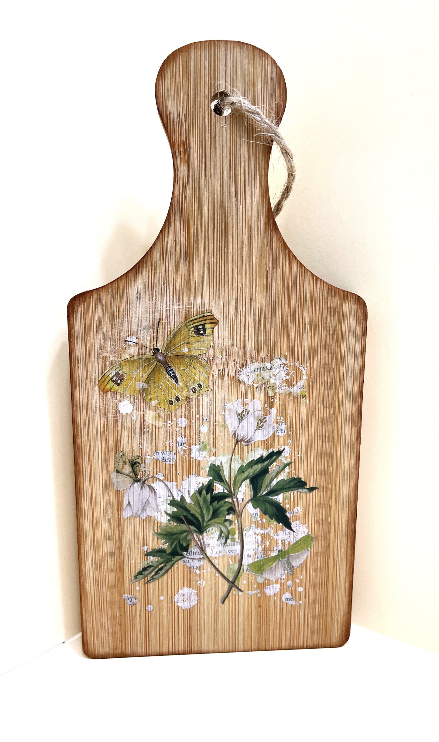 Shelf Sitter Sign-Dark Leaf Spray with Butterfly