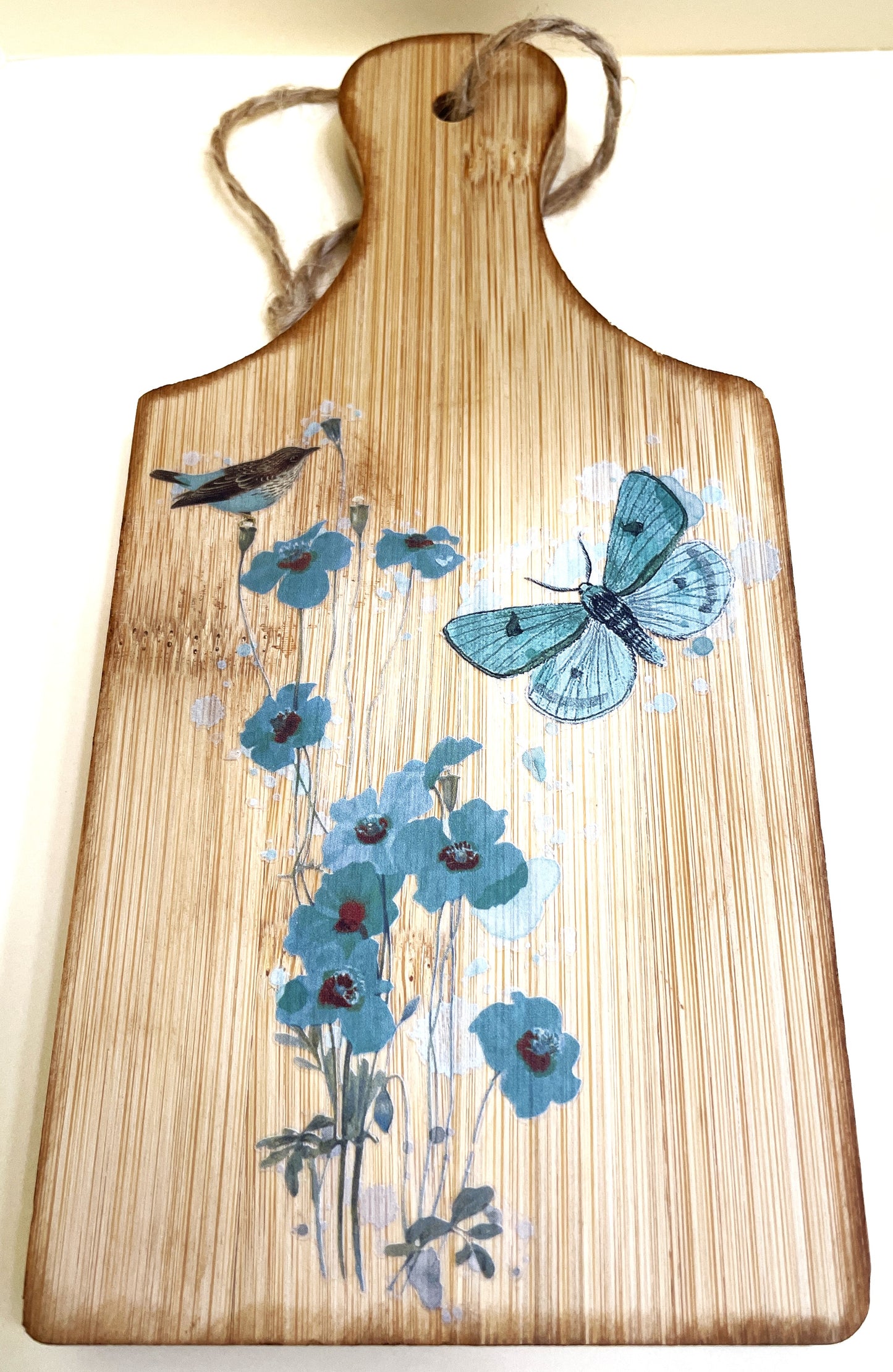 Shelf Sitter- Blue Floral Spray Buttefly