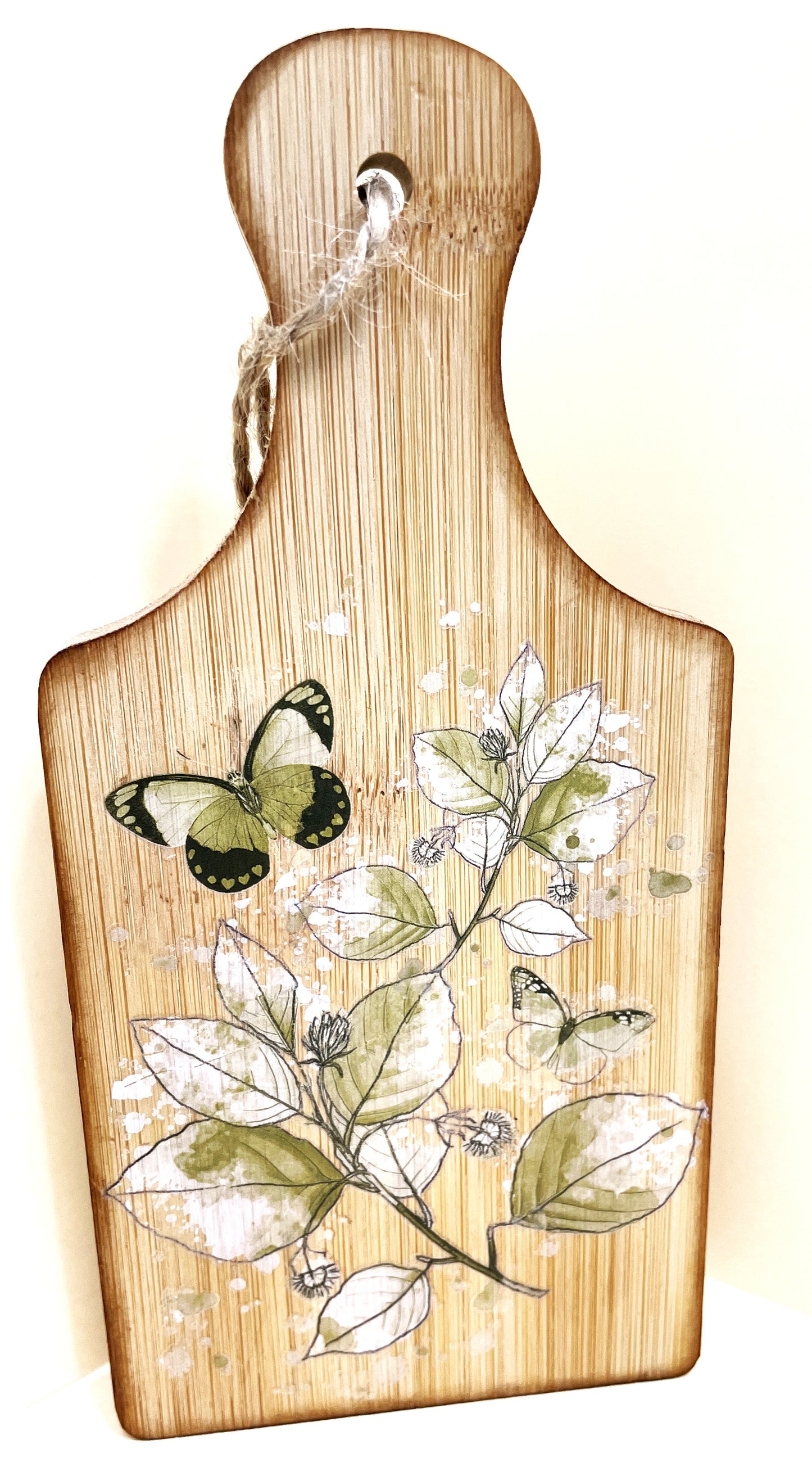 Shelf Sitter- Floral Spray Two Butterflies Dark Wing
