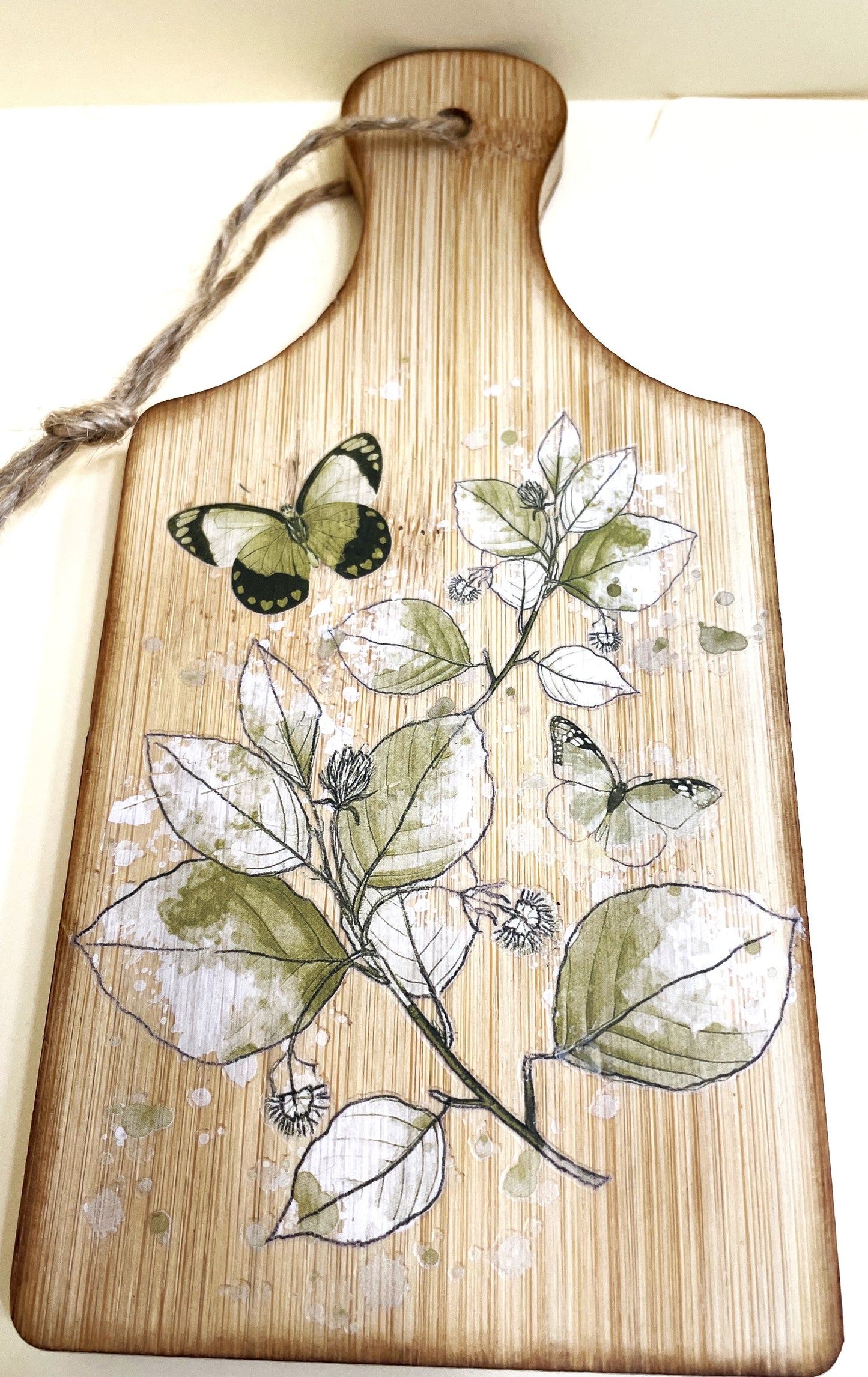 Shelf Sitter- Floral Spray Two Butterflies Dark Wing