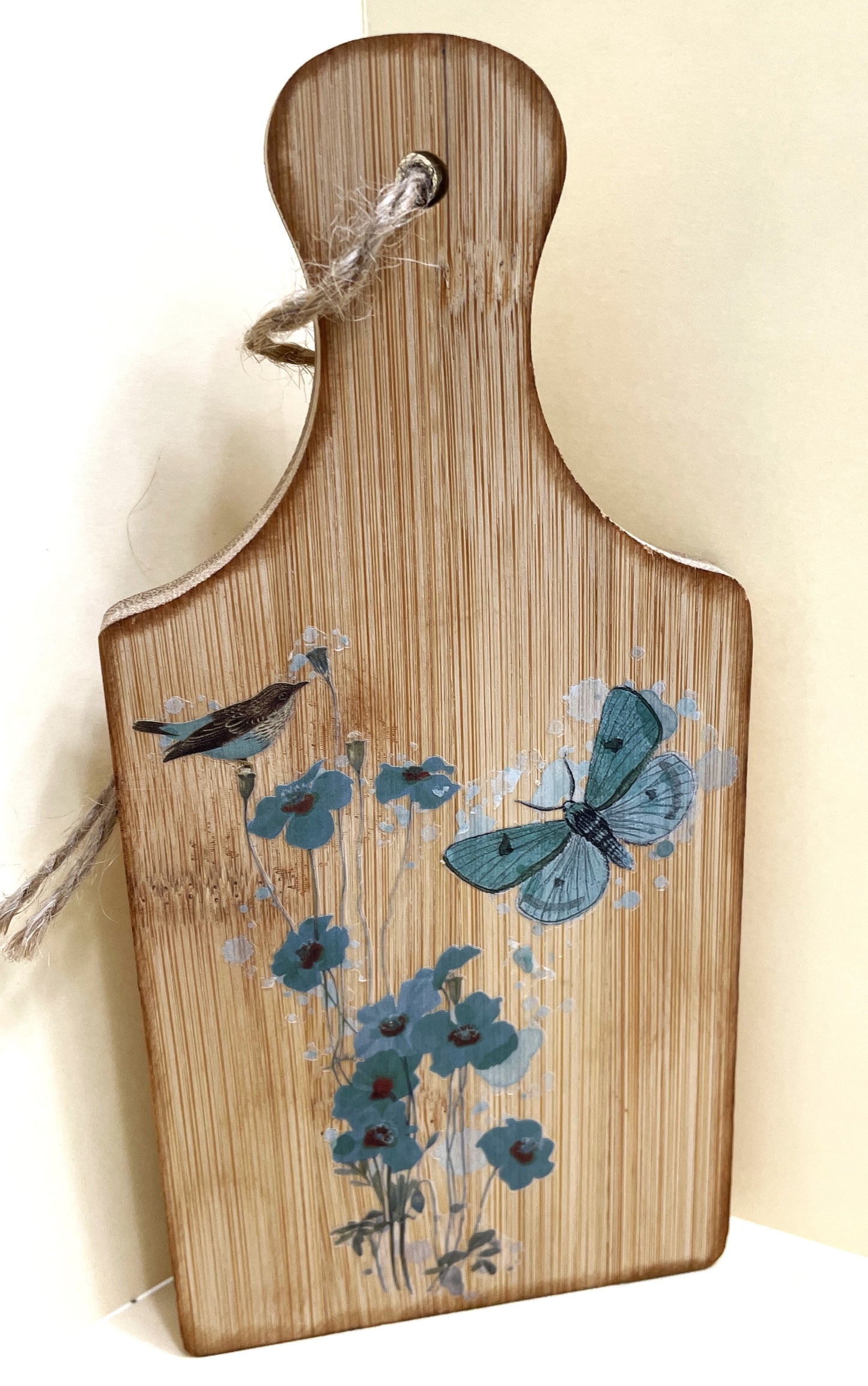 Shelf Sitter- Blue Floral Spray Buttefly