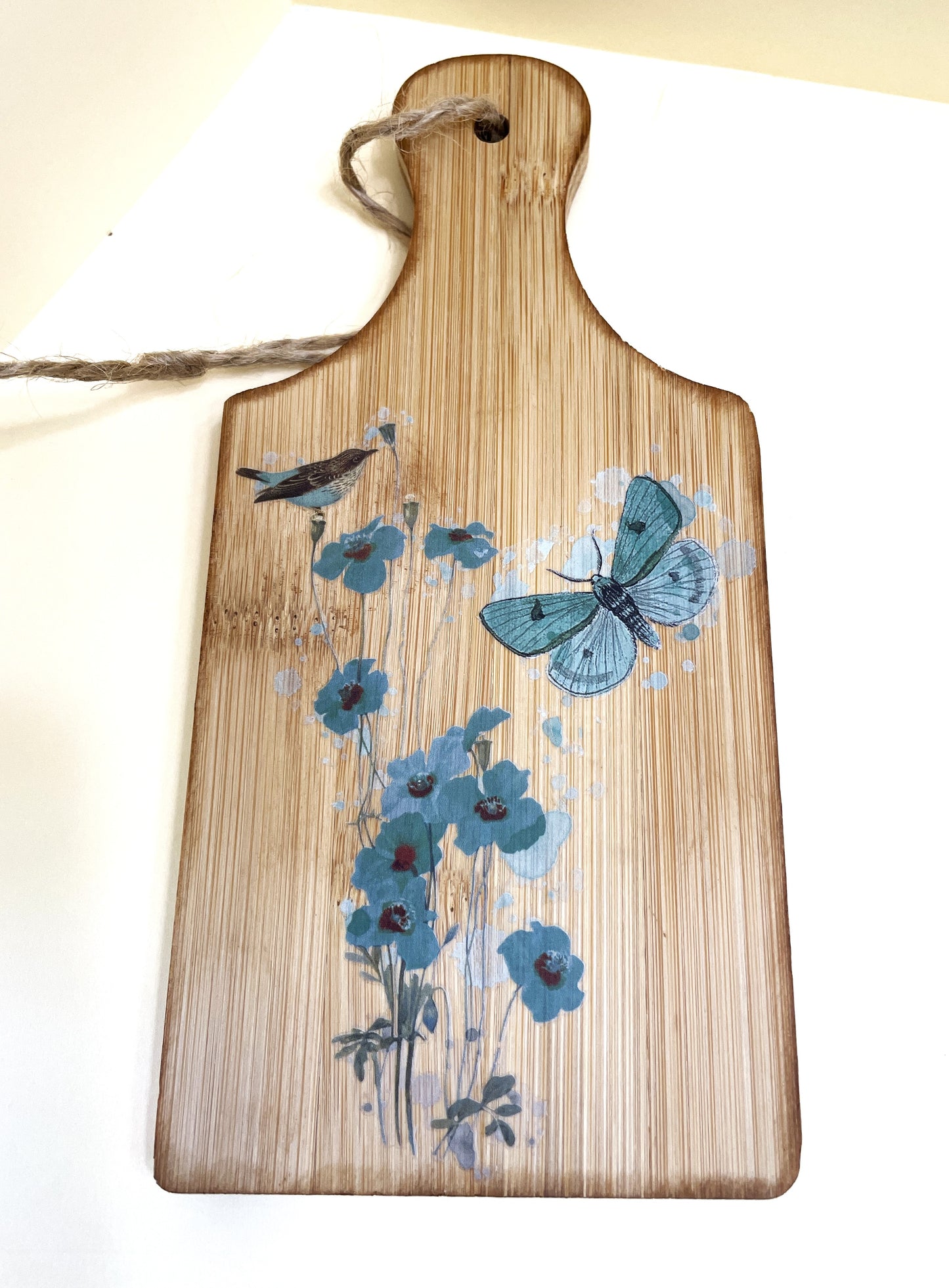 Shelf Sitter- Blue Floral Spray Buttefly