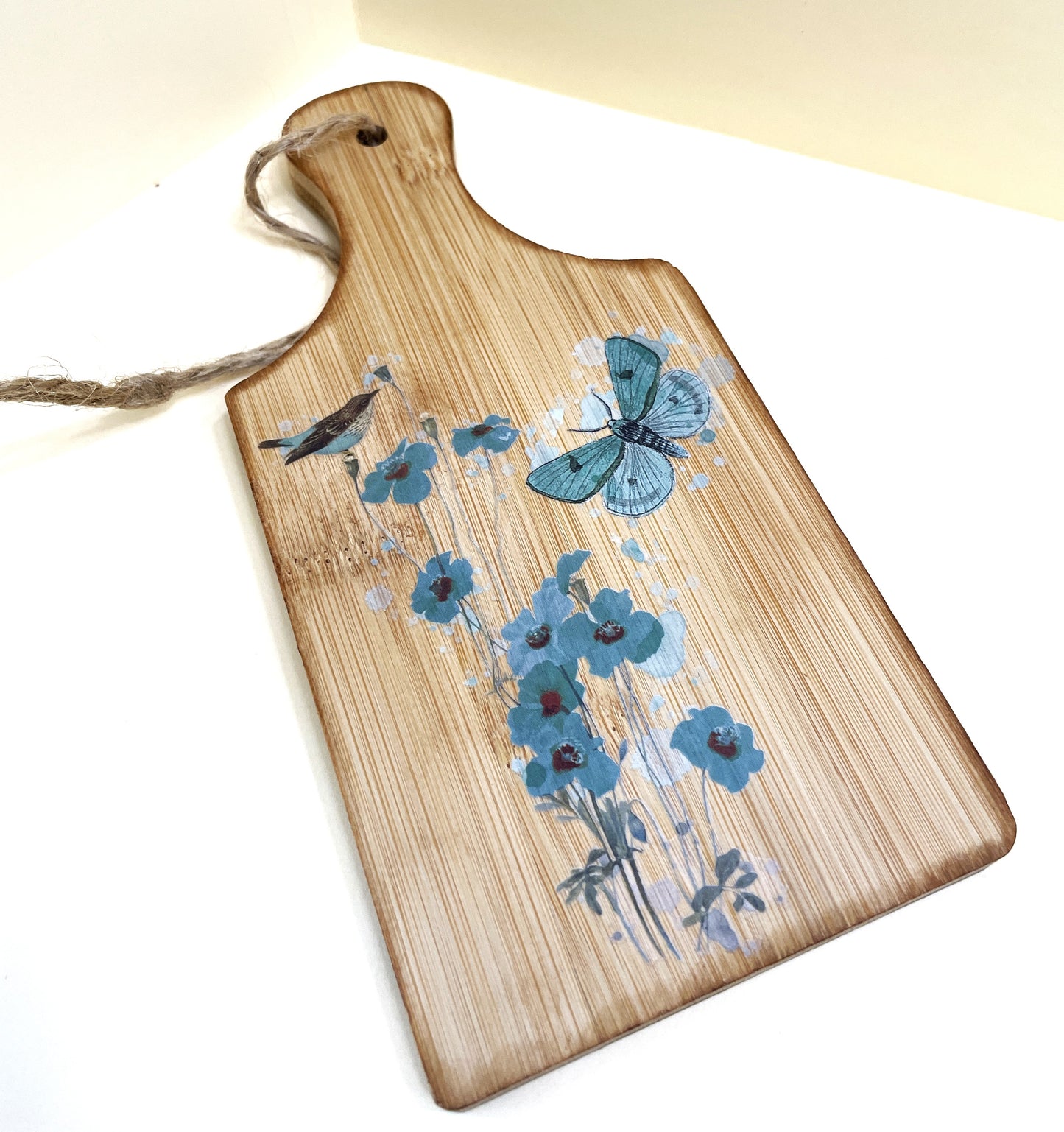 Shelf Sitter- Blue Floral Spray Buttefly