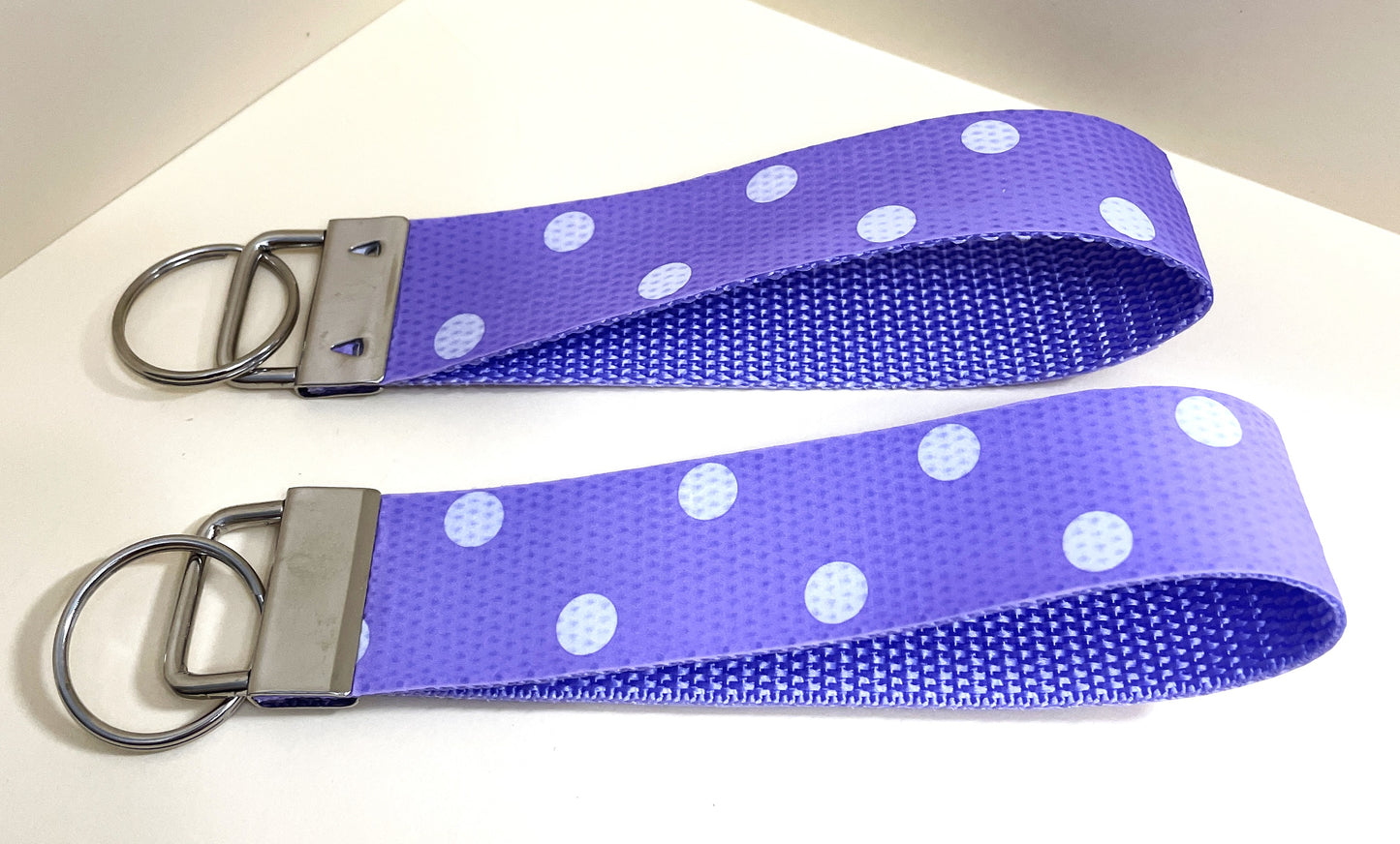 6" Wristlet Keyfob Keychain - Purple Polka Dot