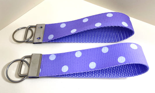 6" Wristlet Keyfob Keychain - Purple Polka Dot