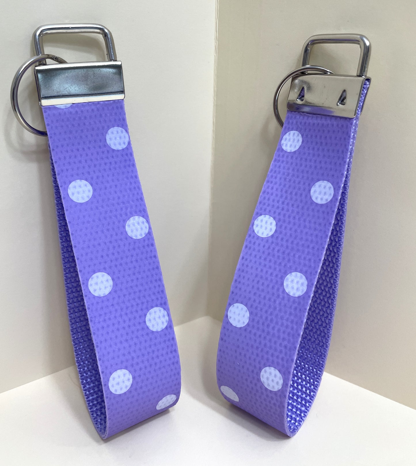 6" Wristlet Keyfob Keychain - Purple Polka Dot