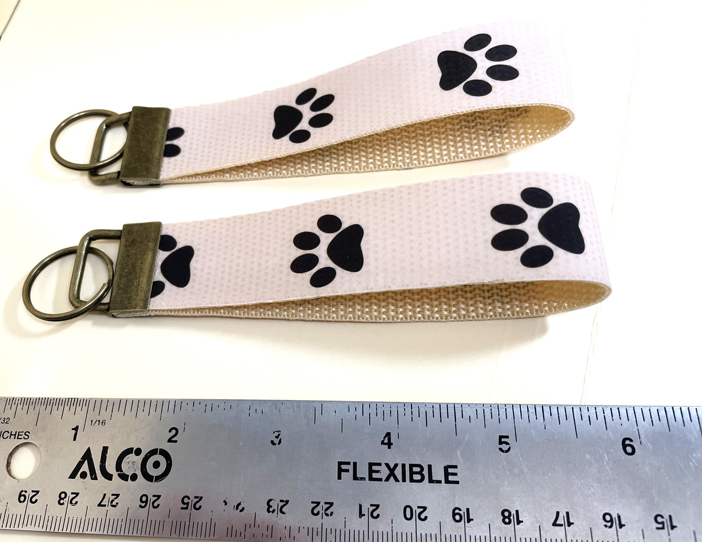 6" Wristlet Keyfob Keychain - Tan Puppy Paw Keychain