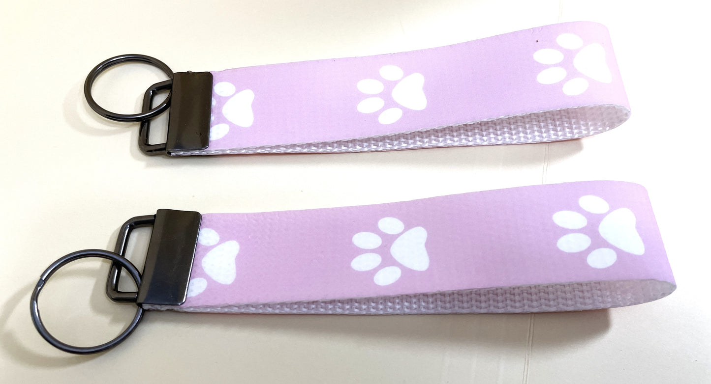 6" Wristlet Keyfob Keychain - Pink Puppy Dog Paw