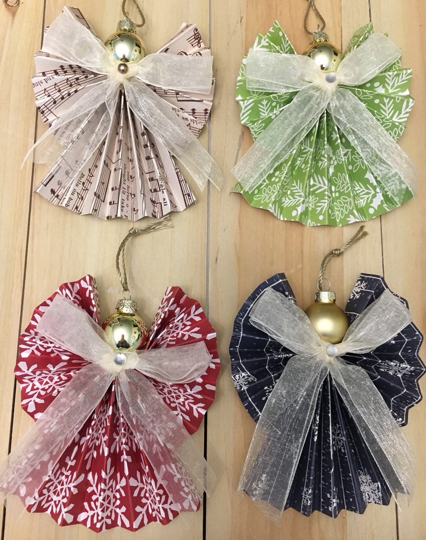 Handmade Angel Ornament, Designer Paper & Ribbon