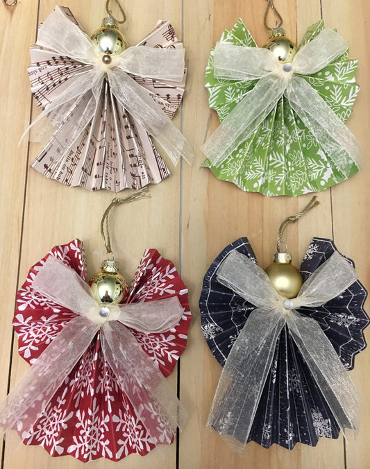 Handmade Angel Ornament, Designer Paper & Ribbon