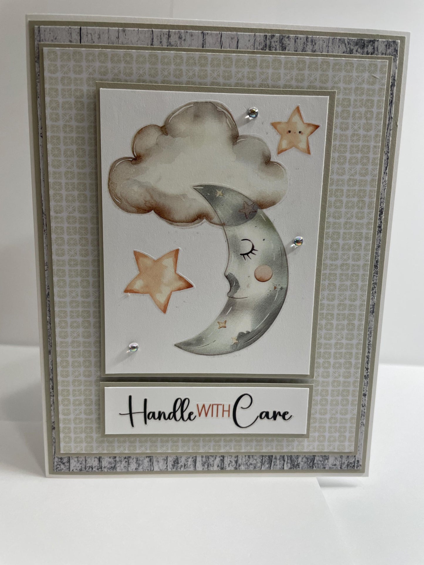 Handmade Greeting Card (Gender Neutral)- Cloud Moon Stars