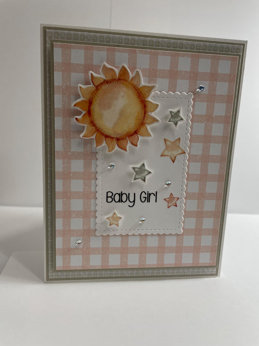 Handmade Greeting Card - Baby Girl - Sun