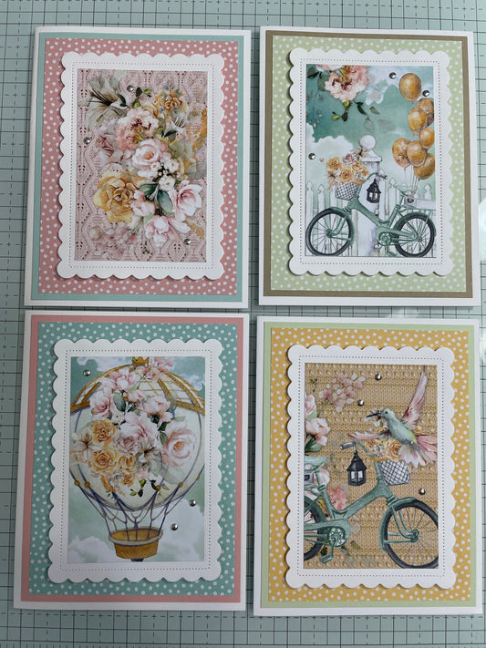 Handmade Greeting Card - Four Card Set - Spring Theme